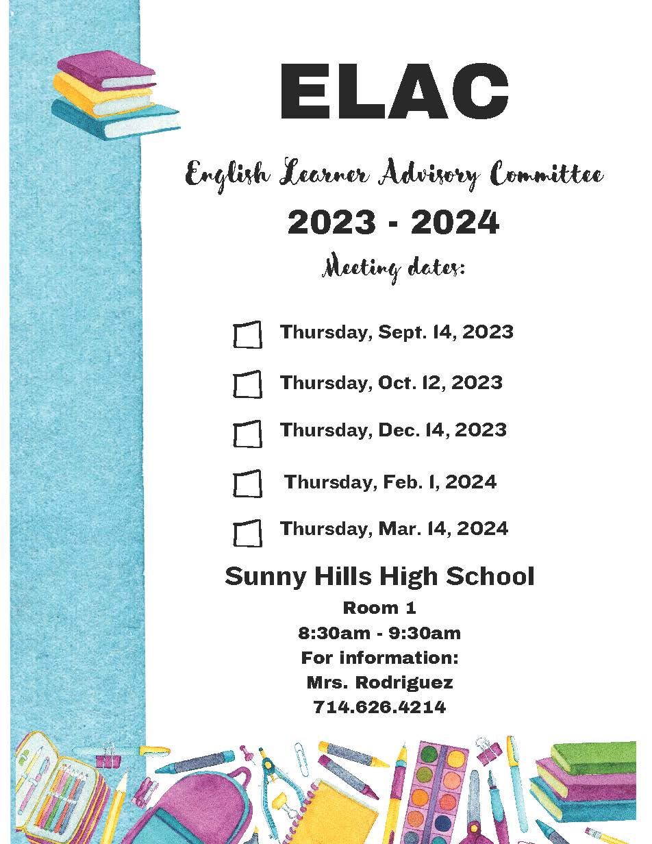 ELAC (English Learner Advisory Committee) / ELAC Meeting Dates